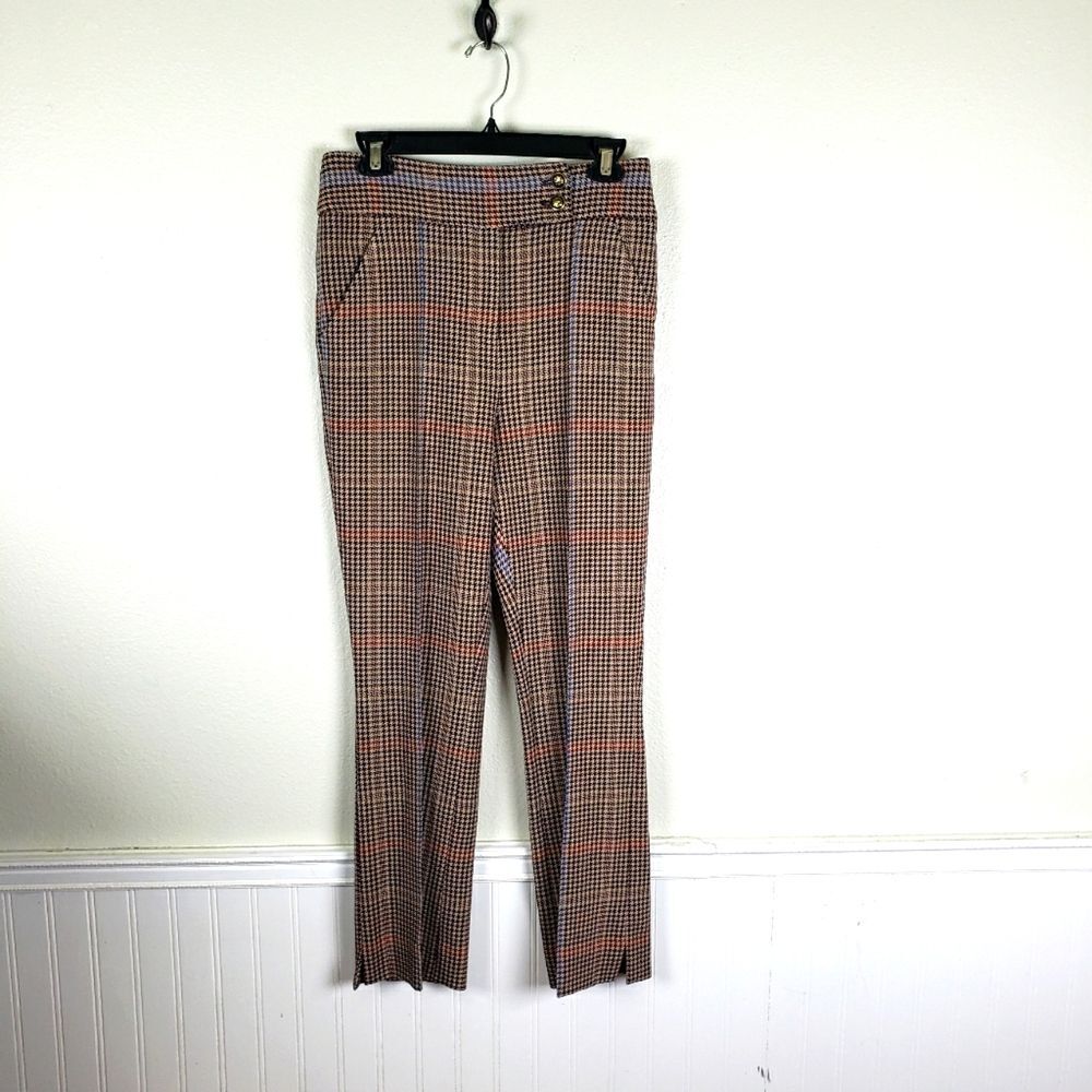Veronica Beard Plaid Trousers - Brown and Red